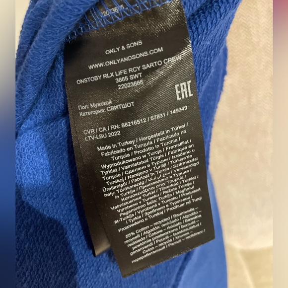 NWT Only & Sons UNISEX Sweatshirt 'Toby' in
Royal Blue - Picture 4 of 13